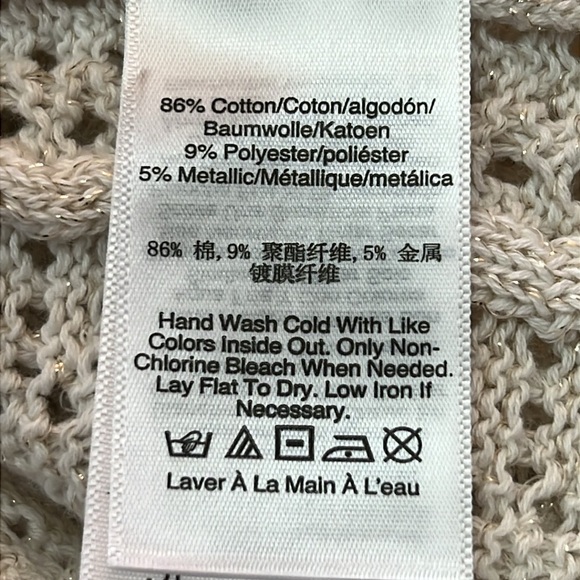 DKNY Jeans Women’s Sweater Vest XL Cream / Gold Open Knit Pattern NWT - Picture 10 of 12